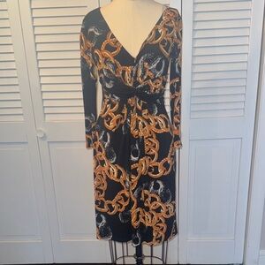 Muse for Boston Proper Black/Gold/White chain dress Size 10